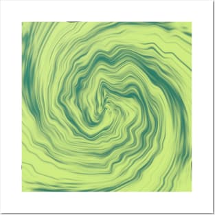 Cool Green Swirl Pattern Posters and Art